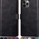 SUANPOT for iPhone 11 Pro 5.8"(Non 11 6.1"/11 Pro Max) with RFID Blocking Leather Wallet case Credit Card Holder, Flip Folio Book Phone case Shockproof Cover for Women Men for Apple 11 Pro case Black