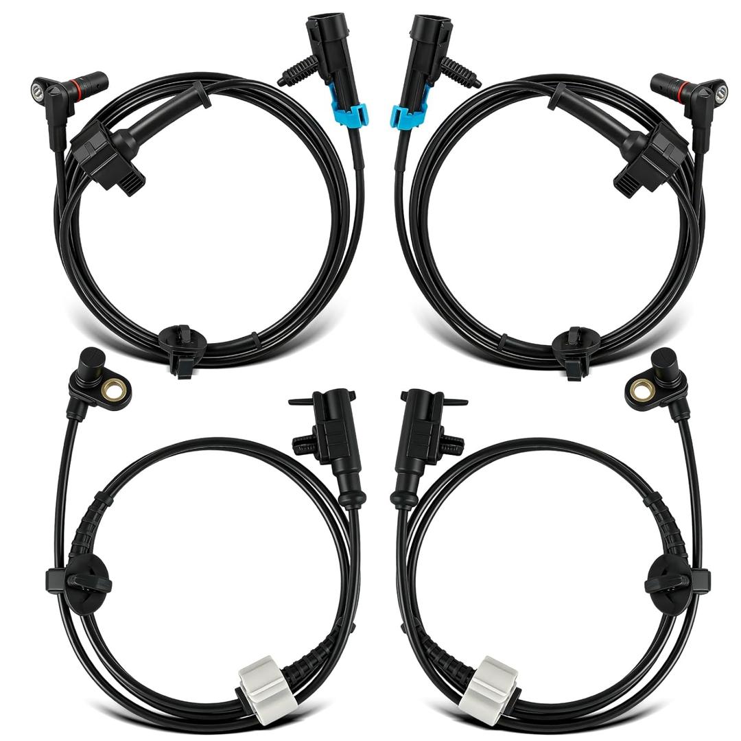 4PCS ABS Wheel Speed Sensor Front Rear Left Right Compatible with 2007-2014 GMC Yukon XL 1500 Chevy Tahoe Suburban Avalanche Escalade, Replace# 15229012 15121067 ALS1464 ALS1465