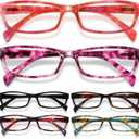 Gaoye Reading Glasses for Women, 6 pack Fashion Readers for Women Men Spring Hinge Eye Glasses, Blue Light Reading Glasses Magnification Strength: 1.5 x