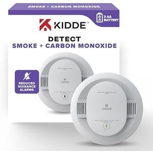 Kidde, 30CUDR-V, Smoke & Carbon Monoxide Detector, AA Battery Powered, Voice Alerts, LED Warning Light Indicators
