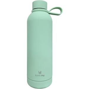Ecco Joy Reusable Stainless Steel water bottles - insulated Water Bottle - Thermos soft touch with neck tags - travel water bottle - Long Lasting Hot or Cold Drinks  Teal