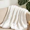 Double-Sided Faux Fur Throw Blanket, Fuzzy Soft Plush Thick Warm Fluffy Shaggy Fuzzy Blanket for Couch, Sofa, Bedroom, Luxury Blanket Valentines Day Gifts for Her, White, 50"x60"