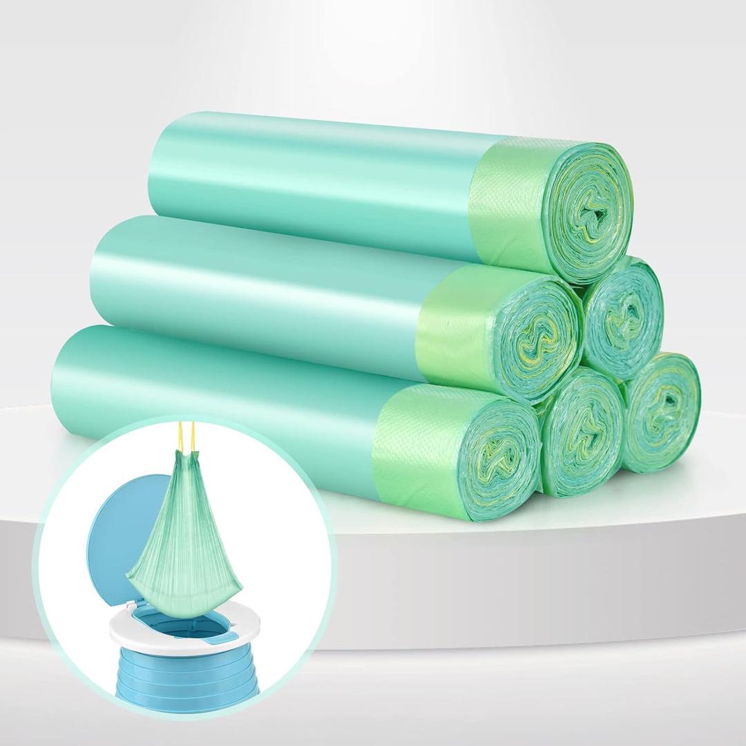 VISATOR Portable Travel Potty Chair Liners Bags Universal with Drawstring, 90 PCS (18 * 20INCH), Green