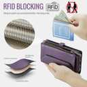 for iPhone 17 Wallet Case with Zipper Card Holder & Crossbody Lanyard Strap & Wrist Strap, RFID Blocking PU Leather Magnetic Flip Handbag Purse Case for iPhone 17 -Purple