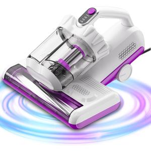 winterbear Mattress Vacuum Cleaner, 17Kpa Suction 500W High Power Handheld Roller-Type Bed Vacuum Cleaner with U-V-C Light & High Heating & Ultrasonic Tech, 2 * 30000Rpm Brush Rolls, Corded, White