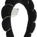 3 x black puffy padded spa headband decorated