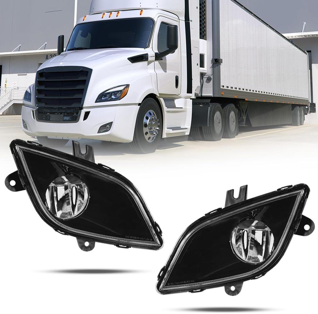 Led Fog Light Compatible with Freightliner Cascadia 2018-2024 Pair Set Fog Lamp DOT and SAE Approved (Black)