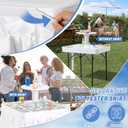 Haddockway Two-Tier Ice Cooler Table, Square Ice Tables for Parties with Drain, Removable Matching Skirt & Rounded Tray, Folding Outdoor Cooler Table for Picnic, Camping, Fishing, Wedding