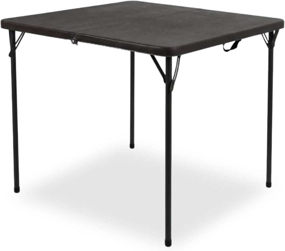34" Square Folding Table for 4 Person, 330lbs Weight Capacity Foldable Table with HDPE Tabletop & Heavy-Duty Steel Legs, Portable Picnic Table for Indoor Outdoor Parties, Camping, Coffee Woodgrain, 34" x 34" x 28.54" inches