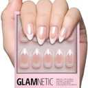 Glamnetic Press On Nails - Mrs. | Short Almond Fake Nails with French Tips and Glossy, Glazed Finish for Weddings, Reusable | 15 Sizes - 30 Nail Kit with Glue