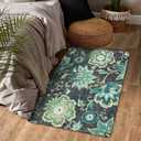 Lahome Floral Entryway Rug - 2x3 Small Throw Kitchen Rugs Non-Slip Washable Bedroom Rugs Blue Paisley Print Bathroom Mat Accent Distressed Doormat Floor Carpet for Laundry Room Living Room Office