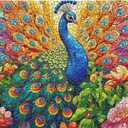 Stained Glass Peacock Puzzles for Adults 1000 PiecesMosaic Bird Peacock Garden Flower Jigsaw Puzzle ArtColorful Impossible Hard Challenge for Adults