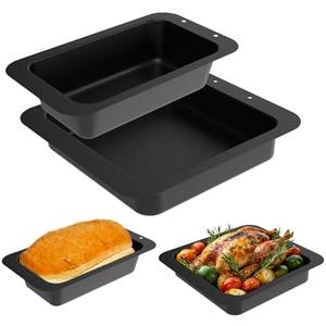 PETKAO Baking Pan for Ninja B30509/ B30408 Foodi Neverstick, Non-Stick Baking Sheet/ Bread Loaf Pan for Ninja Bakeware Set, with 9 x 5 inch Loaf Pan & 8 x 8 inch Square Cake Pan, Dishwasher Safe, 2PCS