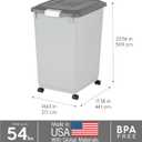 IRIS USA Dog Food Storage Container with Wheels, Airtight Lid, 2-Cup Scoop, Up to 54 Pounds Pet Food Storage, Built in Scoop Storage in Lid, Versatile Pet Food Bin, Portable, BPA Free, Gray/Dark Gray