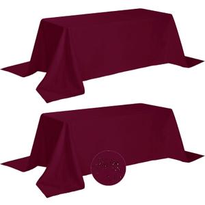 Fokitut 2 Pack Waterproof Rectangle Tablecloth, 90x156 Inch,Stain Resistant and Wrinkle Polyester Table Cloth, Fabric Table Cover for Kitchen Dining, Wedding, Party, Holiday Dinner-Burgundy