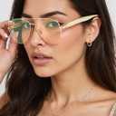 Oversized Aviator Sunglasses For Women 70s Retro 2025 Metal Shades with Gold Streamline Arms