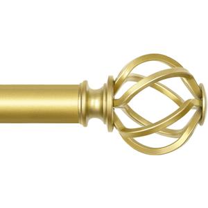 KAMANINA Gold Curtain Rod for Windows 66 to 120 Inch (5.5-10ft), 1 Inch Heavy Duty Curtain Rods 32 to 120, Long Decorative Single Drapery Rods, Twisted Cage End