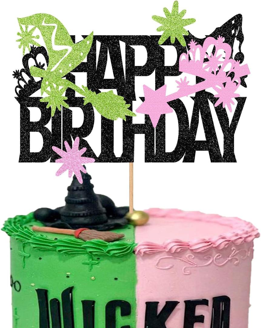 2 x Witch Birthday Party Decorations Pink and Green Witch Theme Happy Birthday Party Supplies