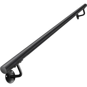 48 Inch Black Square Pipe Staircase Handrails - 4 FT Wall Mount Stairway Railing Indoor, Outdoor Stair Railing, Deck Rails, Banister Railing, Safety Grab Handle for Handicap