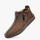 FLYLAND Men's Casual Leather Handmade Fashion Sneakers Ankle Chukka Boots Lightweight Mid-top Dress Shoes Walking Driving Shoe 39
