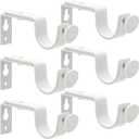 Curtain Rod Bracket for Adjustable, Heavy Duty Curtain Rod Holders Fits up to 1 Inch Curtain Rod, Curtain Rod Brackets for Walls, White Brackets for Curtain Rods(6 Pack)
