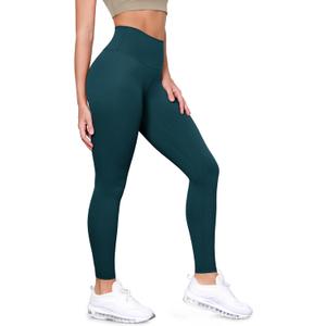 ODODOS Tummy Control Full Length Compression Leggings with Inner Pocket for Women, 28" High Waist Workout Running Yoga Pants, Forest Teal, Medium
