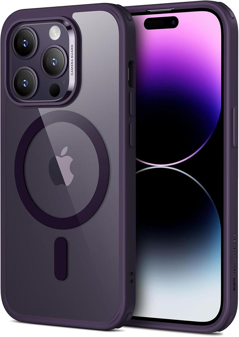 ESR for iPhone 14 Pro Max Case, Compatible with MagSafe, Shockproof Military-Grade Protection, Scratch-Resistant Back, Magnetic Phone Case for iPhone 14 Pro Max, Classic Hybrid Case, Clear Purple