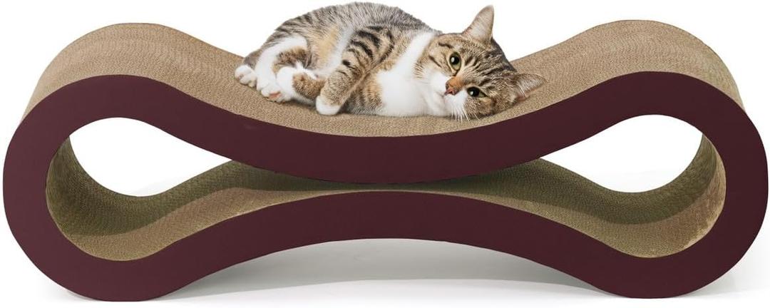  Infinity Cat Scratcher Lounger, Reversible Scratcher, Infinity Cat Cardboard Scratcher, Large Cat Scratching Pad, Scratching Board, Scratcher Lounge Bed for Indoor Cats, Brown