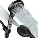 Handheld Shower Head with Filter: 10 Spray Settings High Pressure Shower Head with ON/OFF Pause Switch, 15 Stage Water Softener Filter for Hard Water Remove Chlorine and Harmful Substances (1.8 Gallons Per Minute, Black)