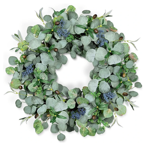 Eucalyptus Wreath for Front Door, COLORSPEC 24 Inch Eucalyptus Wreath with Olive Leaves and Berries All Year Round, Handmade Green Spring Summer Wreaths for Front Door Indoor Outdoor Wedding Holiday