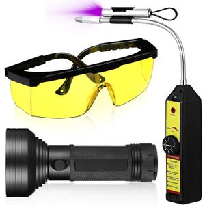Ac Leak Detector Kit Tool Wjl-6000 Refrigerant Leak Detector with 68 LED UV Flashlight and Yellow UV Protective Glasses for HVAC Air Conditioner R22 R410a R134a(Yellow)