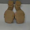 Womens Low Chunky Block Heels Raffia Sandals Square Open Toe Slip On Slides Summer Beach Dress Shoes, Size 8.5