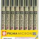 Sakura Pigma Micron pens 05 line Drawing 8 Color Set, Archival ink fineliner manga pen, Bible journaling Study kit