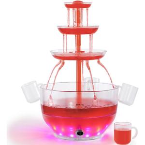 Kusini Drink Fountain for Parties  1.5 Gal, 3 Tier Punch Bowl Drink Tower, LED Base, 4 Reusable Cups  Drink Dispenser Machine for, Juice, Punch, Pani Puri Fountain for Party Hosting Supplies