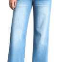 roswear Women's Wide Leg Jeans Casual High Waisted Stretch Baggy Loose Denim Pants (Light Blue) S