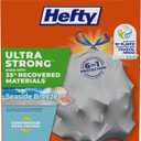 Hefty Ultra Strong 13 Gallon Trash Bags, Tall Kitchen Trash Bags Made with Recovered Materials, Including Coastal Plastic, Drawstring, Resists Leaks and Punctures, Gray, Seaside Breeze Scent, 80 Bags