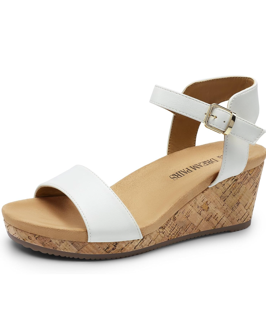 DREAM PAIRS Women's Open Toe Buckle Ankle Strap Platform Wedge Sandals, 8