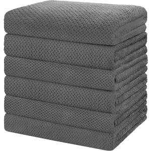 HOMEXCEL 6 Pack Bath Towel Set, (24 x 48 Inches) Microfiber Ultra Soft Highly Absorbent Bath Towels, Lightweight and Quick Drying Towels for Hotel, Bathroom, Spa and Beauty Parlor, Grey