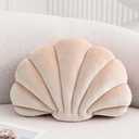 Seashell Decorative Pillow Shell Shaped Throw Pillow 3D Insert Beach Pillow Soft Velvet Pillow Sea Ocean Decoration Couch Bed Pillow Cushions(Champagne,14 X 11 inch)