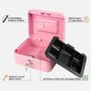 Kyodoled Medium Cash Box with Money Tray,Small Safe Lock Box with Key, Drawer,7.87"x 6.30"x 3.54" Pink