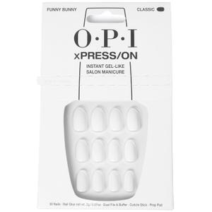 OPI xPRESS/ON Press on Nails | Short Round Classic, Long Almond & Coffin Shape Press-On Professional Nail Art Kit (Funny Bunny | Soft White)