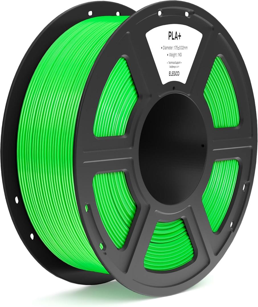 ELEGOO PLA+ Filament 1.75mm Neon Green 1KG, High Toughness PLA Plus 3D Printer Filament Dimensional Accuracy +/- 0.02mm, 1kg Spool(2.2lbs) Fits for Most FDM 3D Printers
