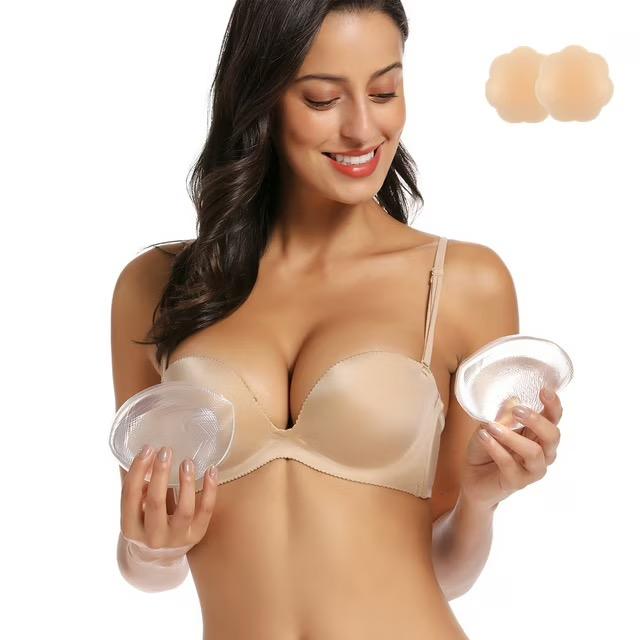 Niidor Breathable Mesh Silicone Insert Bra Pads, Clear Gel Invisible Push-up Breast Cup Lifter, Waterproof Padding Bust Enhancer Suitable for Underwear and Swimsuit Bikinis