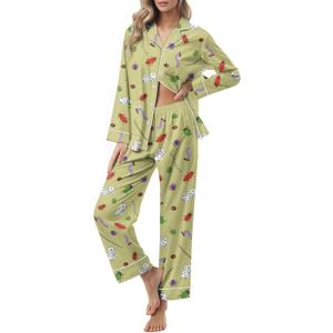 Unisex Ultra Soft Pajama Set, Valentines Pajamas, Soft Warm Matching Sleepwear Gift for Women Men (Green, L)