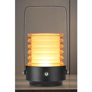 HAPYGI Portable Metal LED Table Lamp ,Rechargeable Cordless Lamp, 3-Colour Infinitely Dimming Battery Powered Small Desk Lamp, Restaurant/ Nightstand Lamp/Bar/Coffee Shop/Camping Light, Black