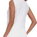 MoFiz Women's Sleeveless Golf Polo Shirts Tennis V Neck UPF 50+ Quick Dry Lightweight Athletic Collared Tank Tops (White, S)