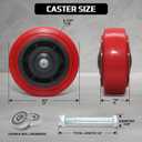 5 Inch Polyurethane Caster Wheels- Polyurethane on Polyolefin Core Wheel with Double Roller Bearing, Casters Set of 4 Heavy Duty with 4000 lbs Capacity, Use for Handling, Industrial Trolleys