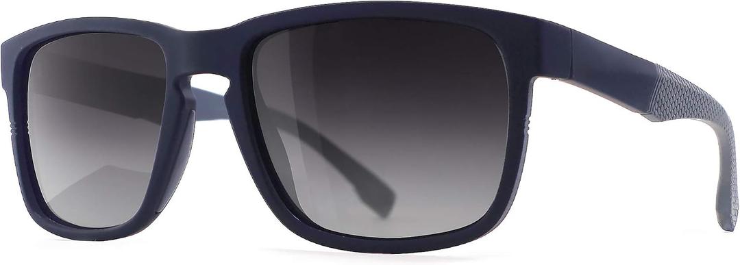 SUNGAIT Unisex Polarized Sunglasses Stylish Sun Glasses with Spring Hinges for Men & Women, Color: Blue Frame (Matte Finish)/Grey Gradient Lens