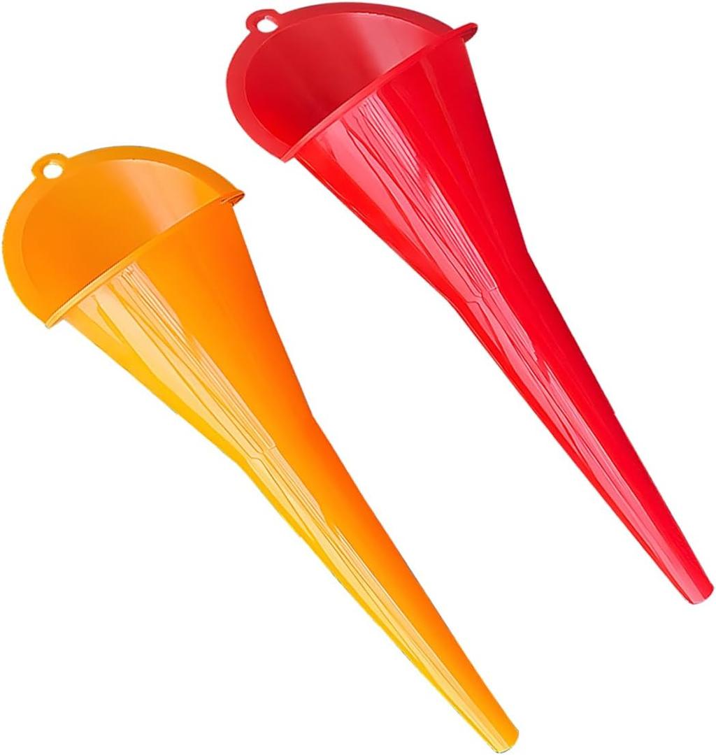 2 PCS Car Long Neck Oil Funnels, Multifunctional Auto Engine Oils Change Refueling Funnel, Automotive Funnel Accessories for Filling Water Gasoline Coolant, Universal Fit (Large)