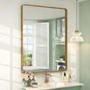 28x36 Gold Framed Mirror for Bathroom, Brushed Gold Mirror with Metal Frame, Modern Rectangle Brass Vanity Mirror for Wall, Shatterproof, Anti-Rust (Horizontal/Vertical)